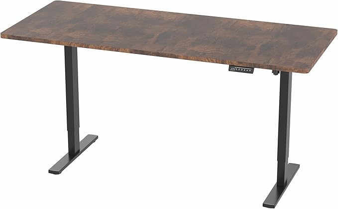 VIVO Electric 71 x 30 in Rustic Standing Desk, Memory Height Adjustment, 1B Series, Vintage Brown Top Black Frame, DESK-KIT-1B7N