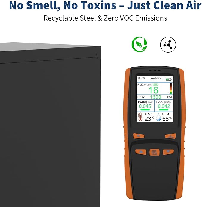 2-Drawer Lateral File Cabinet with Lock, Heavy Duty Metal Filing Cabinet for Letter/Legal/A4 Documents, Space-Saving Office Storage Organizer for Home Office, Easy Assembly, Black