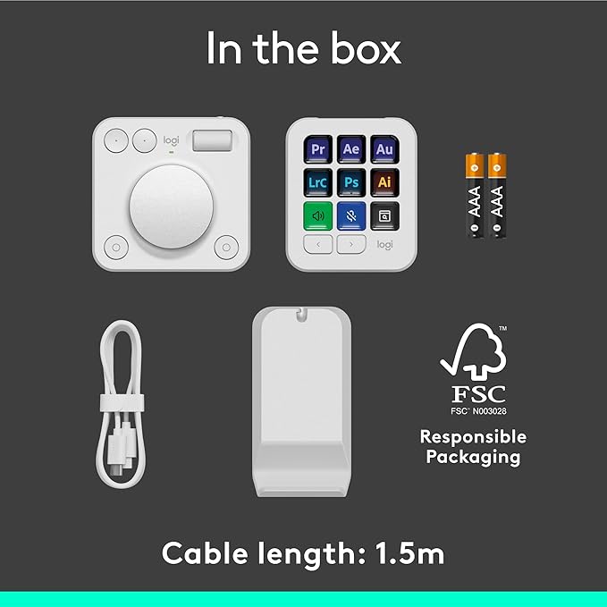 Logitech MX Creative Console, 9 Customizable LCD Keys, Stream Deck Accessories, Control Dial for Graphic Design, Adobe, Zoom, Spotify - Pale Grey, 3-Month Adobe Creative Cloud Membership
