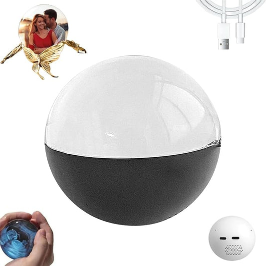 Memory Sphere Lamp, Memory Orb Lamp, Crystal Ball Video Player, 3D Video Photo Display Sphere, Uploadable Videos Photos, LED Night Light for Bedroom Living Room(Black)
