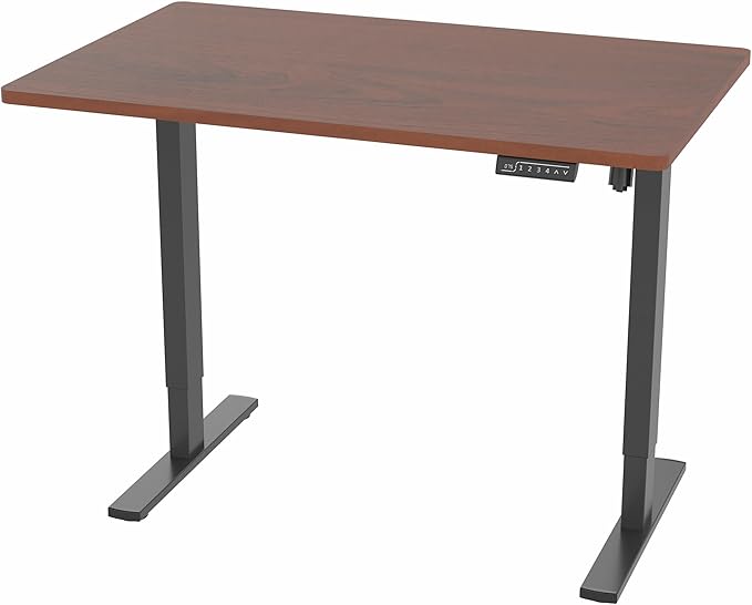 VIVO Electric 48 x 30 in Standing Desk, Memory Height Adjustment, 1B Series, One-Piece Dark Walnut Top, Black Frame, DESK-KIT-1B5D