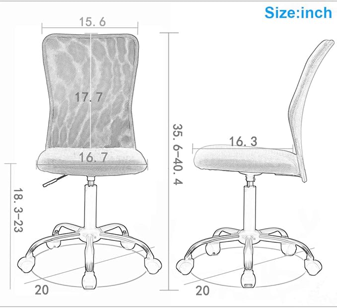 BestOffice Ergonomic Office Chair Desk Chair Mesh Computer Chair Armless Back Support Modern Executive Rolling Swivel Chair with Lumbar Support(Blue)
