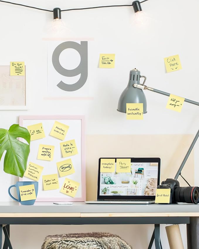 Sticky Notes 3x3 in 3600 Sheets 48 Pads Yellow Self-Stick Memo Pads Clean Removal Durable Adhesive for Office School Home 75 Sheets/pad