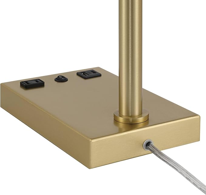 Possini Euro Design Possini Euro Keegan Adjustable Brass Finish USB and Outlet Desk Lamp