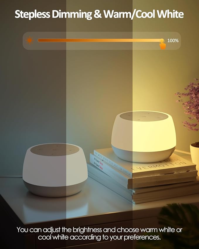 Night Light Set of 2, Touch Lamp for Baby Nursery Stepless Dimmable, USB Rechargeable Battery Operated Lamp with 3 Modes & 9 Colors Changing, Portable Baby Night Light with Timing & Memory