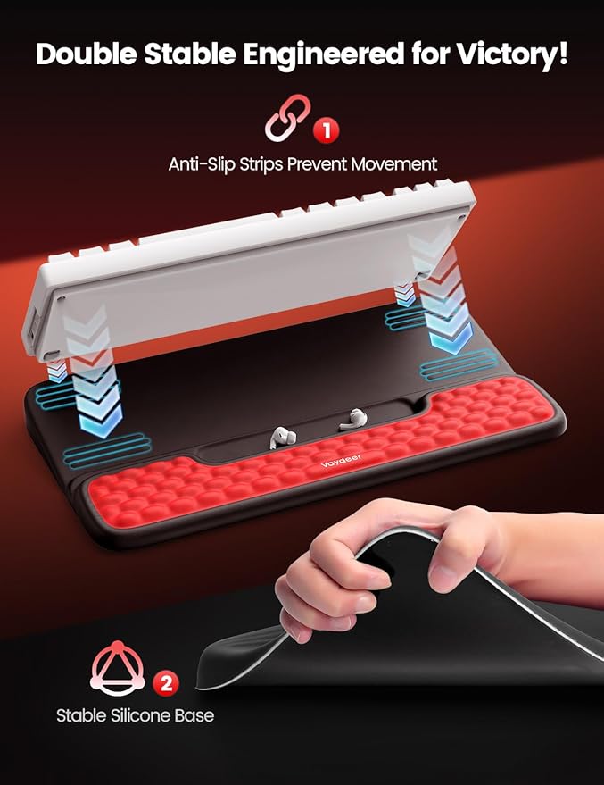 Vaydeer Keyboard Stand with Wrist Rest, Gaming Wrist Support Pad, Ergonomic Hand Rest Arm Memory Foam for Palm Typing Comfort, Keyboard Riser Holder Lifter Computer Desk Accessory Office Home-Purple