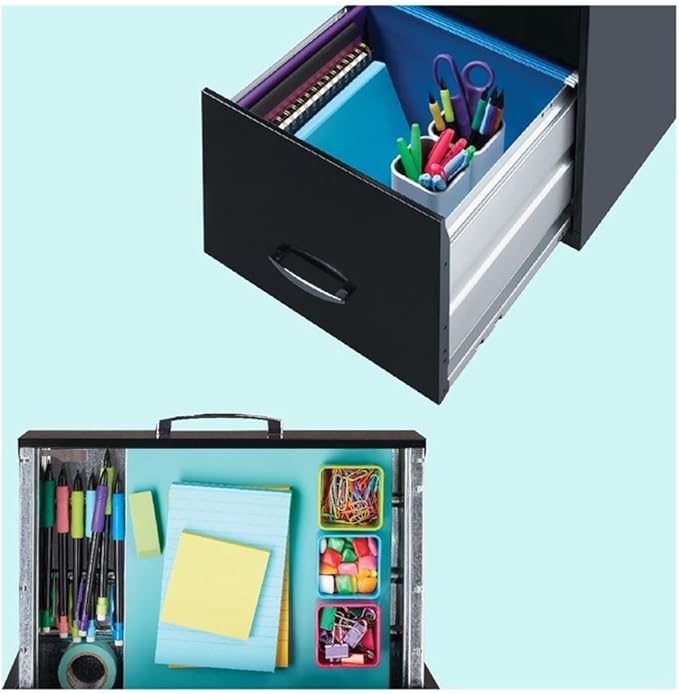 Hirsh Space Solutions 18" Deep Modern Metal Organizer File Cabinet with Cam Lock, 3-Drawer, Letter-Size, for Small Home/Home Office in Yellow