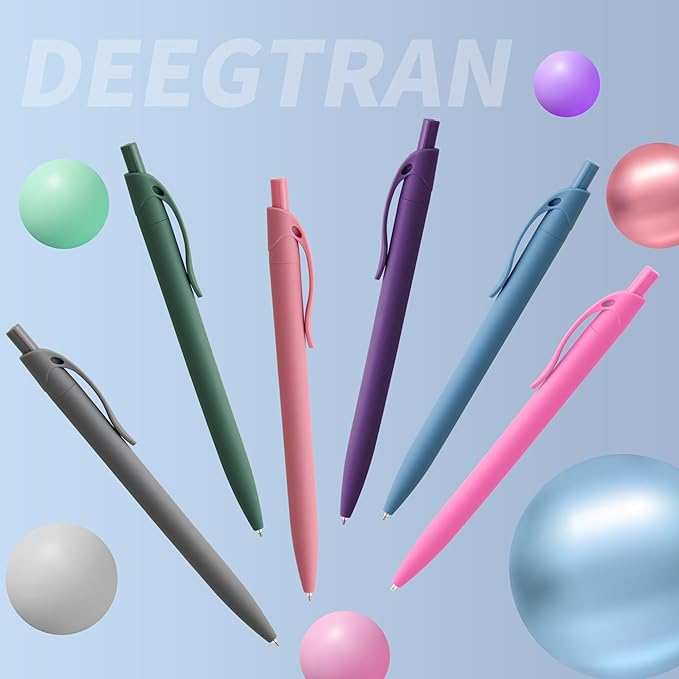 deegtran Pens Bulk, 50 Pack No Bleed Purple Click Pens, Wholesale Retractable Ballpoint Pens, Medium Point, Smooth Ink Pens, 1.0MM Purple Ink