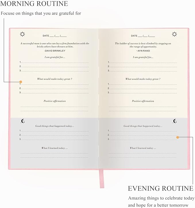 The Gratitude Journal for More Happiness, Optimism, Affirmation & Reflection - An Effective Manifestation Guide Journal, Undated Daily Journals for Women & Men (Pink)