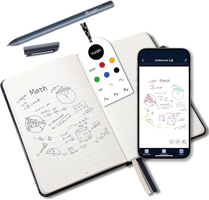 Smart Pen with Real Paper Notebook, Digital Pen for Note Taking, Smart Writing Set, Real-time Sync for Digitizing, Smart Notebook, 5 X 8inch, Navy, Storing,Sharing Paper Notes via APP for Android/IOS