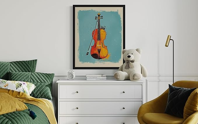 Violin Pop Art Poster Print, Vintage Retro Wall Art Decor Paintings Classic Artwork for Bedroom Living Room Decorations. 43 (Violin, 11 x 14 inches, Unframed)