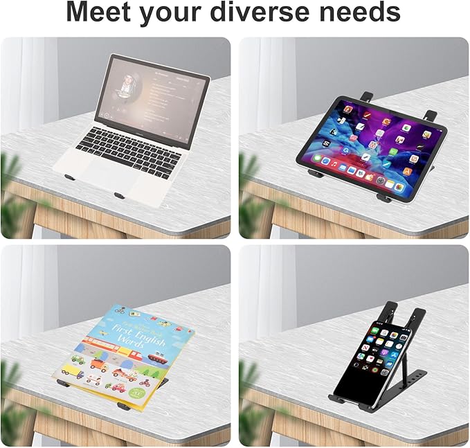 Ergonomic and Foldable Laptop Stand for Desk, Adjustable Riser, Fits All Laptops and Notebooks up to 17,Ultra-Thin,Ventilated Cooling,ABS+Silicone,Black.