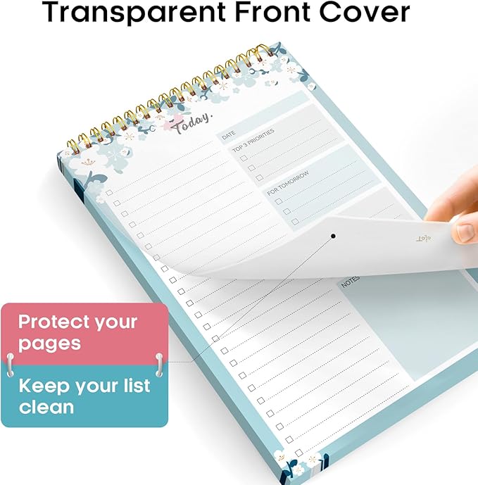 To Do List Pad - To Do List Notebook for Work with 52 Sheets, Undated Daily Planner Perfect for Daily Tasks and Goal Setting, To Do List Notepad Suitable for Office, Home and School - Blue Breeze