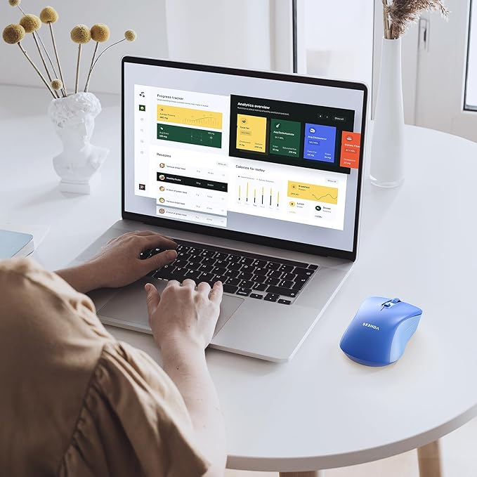 seenda Wireless Mouse, Bluetooth & 2.4G USB Dual Mode for Laptops & Computers - Mac & Windows Compatible - Blue