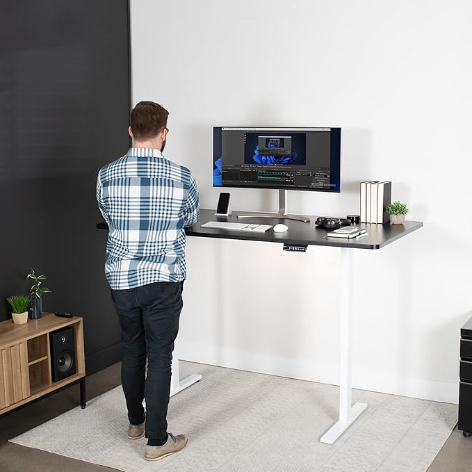 VIVO Electric 71 x 36 in Standing Desk, Memory Height Adjustment, 1B Series, Black Top White Frame, DESK-KIT-1W7B-36