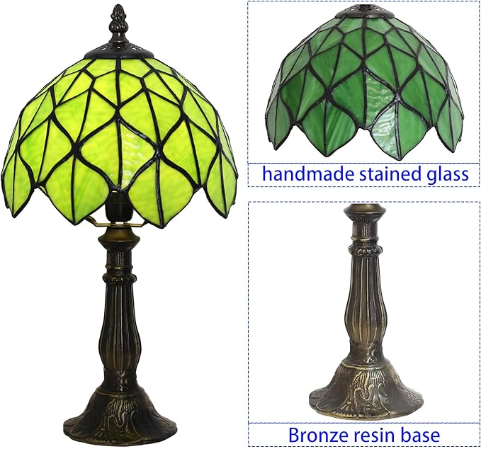 Tiffany lamp 8-inch Small Vintage-Style Stained Glass Table lamp mini Desktop Decorative Night Light Reading lamp for Bedroom Bedside and Study