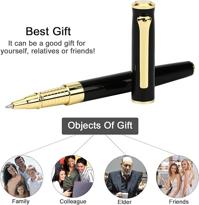 YIVONKA Luxury Ballpoint Pen Black Refill Line width 0.5mm,Best Office Pen Gift for Men & Women Professional Executive,Nice BallPens Classy Gift Box (Black)