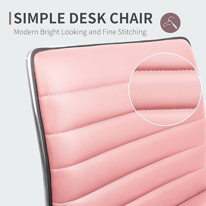JUMMICO Office Chair Mid Back Task Chair Adjustable Home Computer Executive Desk Chair with 360° Swivel (Pink)