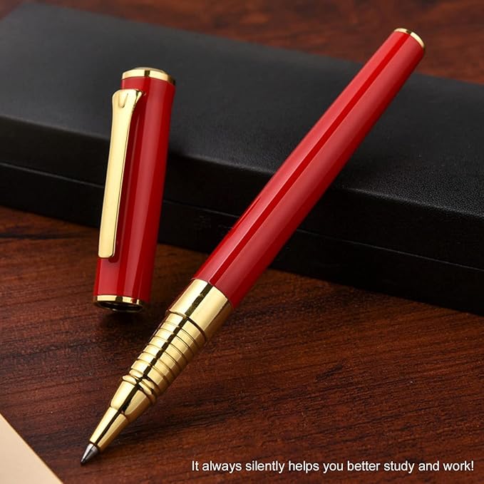 YIVONKA Luxury Ballpoint Pen Black Refill Line width 0.5mm,Best Office Pen Gift for Men & Women Professional Executive,Nice BallPens Classy Gift Box (Red)