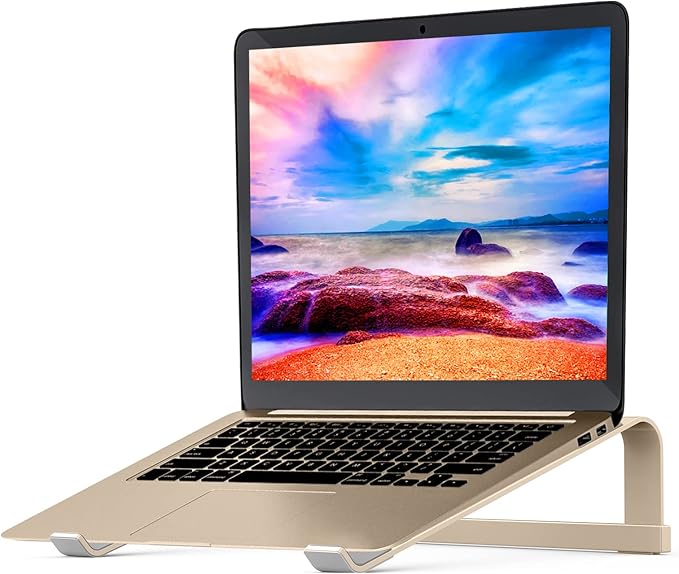 MacBook Pro Stand - Aluminum Computer Riser for 12-16.2 inch Laptops, Cooling Stand for Mac, HP, Dell & More (Gold)