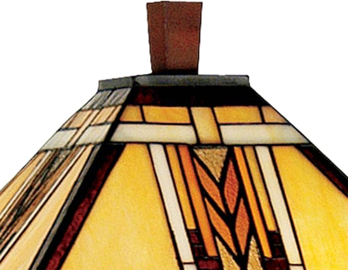 Robert Louis Tiffany Mission Rustic Tiffany Style Floor Lamp with Night Light 62.5" Tall Walnut Wood Column Square Geometric Stained Glass Shade Decor for Living Room Reading House Bedroom