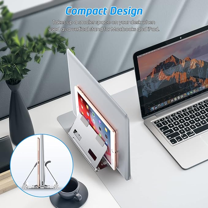 WixGear 3-in-1 Laptop Stand – Adjustable Portable Laptop Riser and Holder for Desk, Travel and Storage, Compatible with MacBook and All Laptops