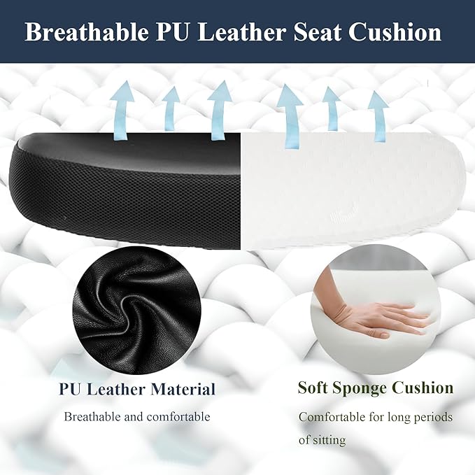 Office Chair, Ergonomic Mesh PU Leather Desk Computer Chair, with Lumbar Support, Adjustable Height, Executive Swivel Rolling with Flip-up Arm, Black