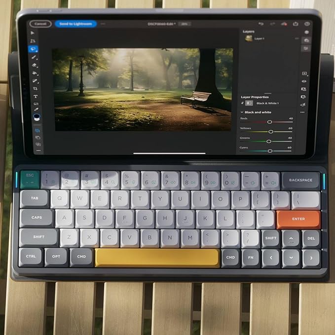 nuphy Air60 V2 Portable Wireless Keyboard 60% Low Profile Mechanical Keyboard Support QMK/VIA Compatible with Windows/mac OS/Linux Supports Bluetooth 5.1/2.4GHz/Wired (USB-C) Grey-Gateron Moss Switch