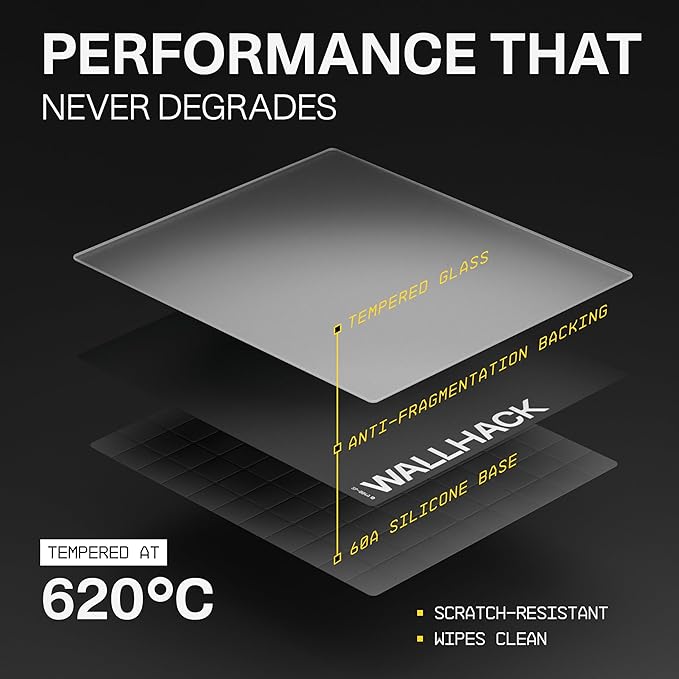 Wallhack SP-004A Black Glass Gaming Mouse Pad – 4th Gen Micro-Etched Surface, Medium Mousepad for Esports, Ultra-Fast Glide with Stopping Power, Tempered Glass, Durable & Portable, 15.4"x17.7" | Black