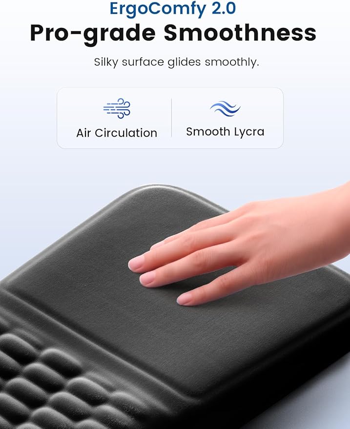 Vaydeer Ergonomic Mouse Pad with Wrist Support – Memory Foam Mousepad with Massage Bulge & Non-Slip PU Base, Relieves Carpal Tunnel Pain, Ideal for Computer, Laptop, Office & Home (11.7×7.6 in, Black)