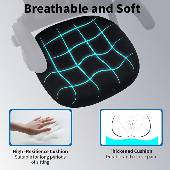 Office Chair, Ergonomic Breathable Mesh,Flip-Up Arms and Adjustable High Back Lumbar Support,Comfy Computer Chair for Home Office (Black, 407)