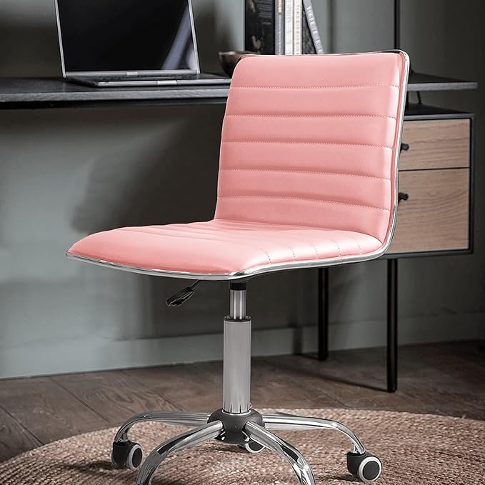 JUMMICO Office Chair Mid Back Task Chair Adjustable Home Computer Executive Desk Chair with 360° Swivel (Pink)