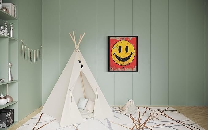 Smiley Face Pop Art Poster Print, Vintage Retro Wall Art Decor Paintings Classic Artwork for Bedroom Living Room Decorations. 43 (Smiley Face, 8 x 10 inches, Black Frame)