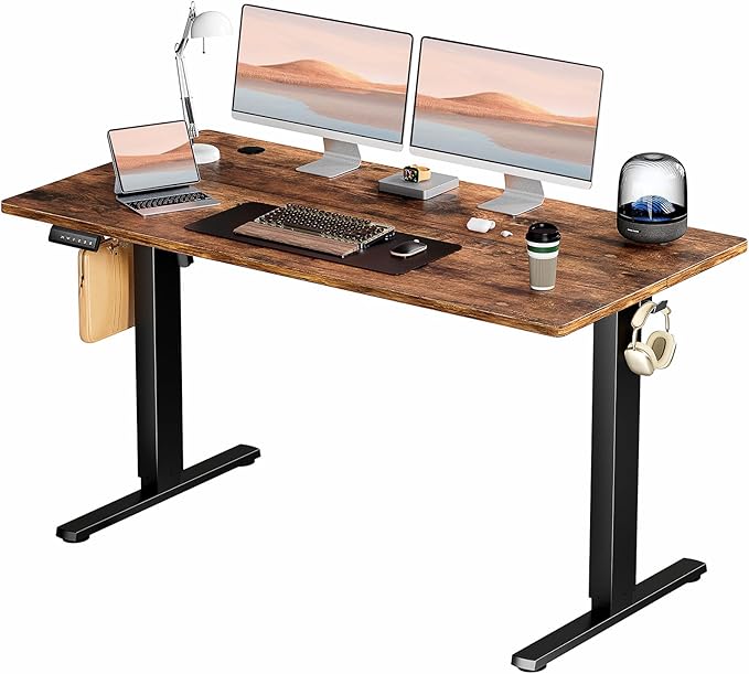 Electric Standing Desk, Adjustable Height Stand up Desk, 55x24 Inches Sit Stand Home Office Desk with Splice Board,