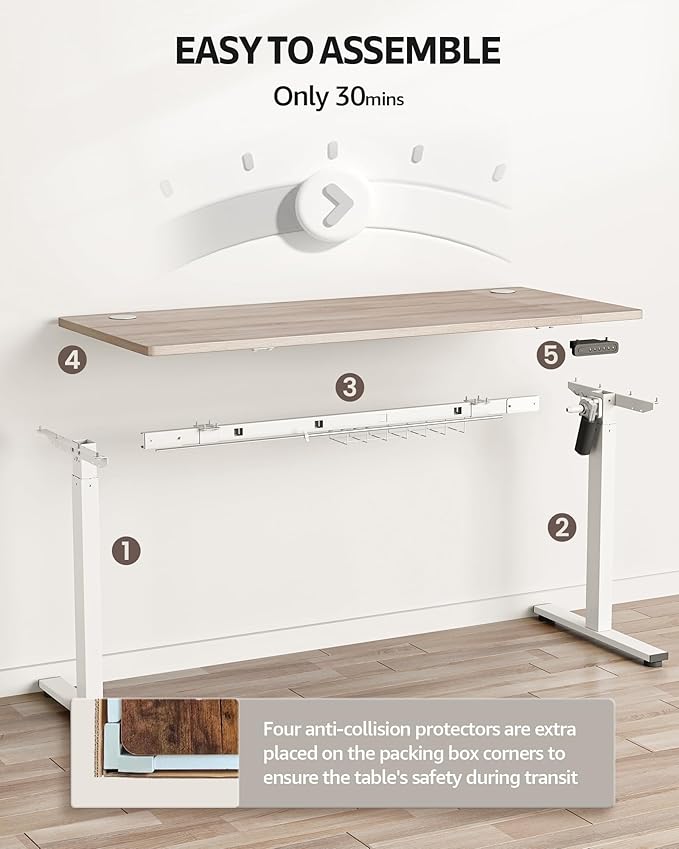 SIAGO Electric Standing Desk Adjustable - 63 x 24 Inch Sit Stand up Desk with Cable Management - 3 Memory Preset Adjustable Height Table