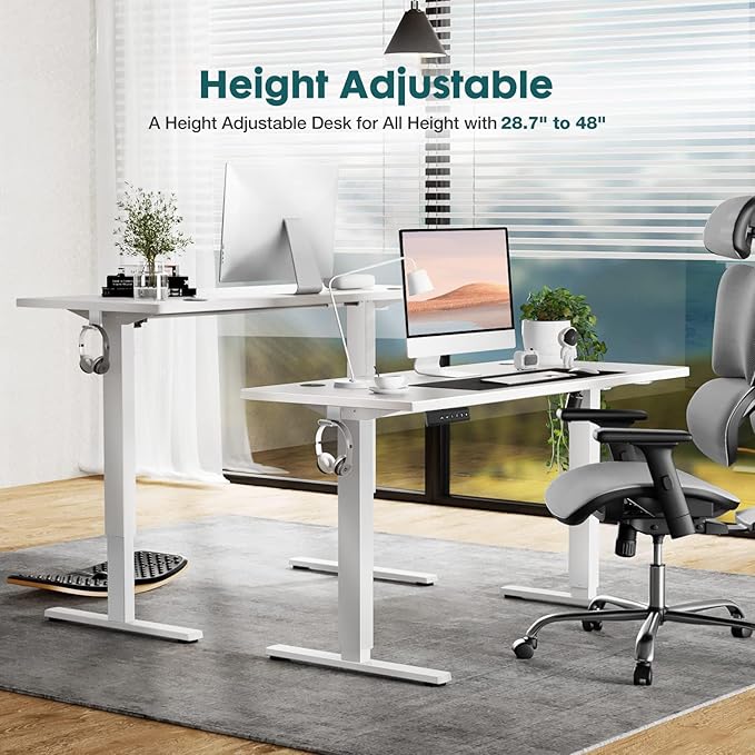 Electric Standing Desk, Adjustable Height Stand up Desk, 40x24 Inches Sit Stand Home Office Desk with Splice Board,White