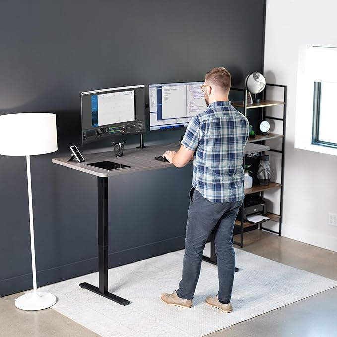 VIVO Electric 71 x 30 in Standing Desk, Memory Height Adjustment, 1B Series, Dark Gray Top Black Frame, DESK-KIT-1B7G