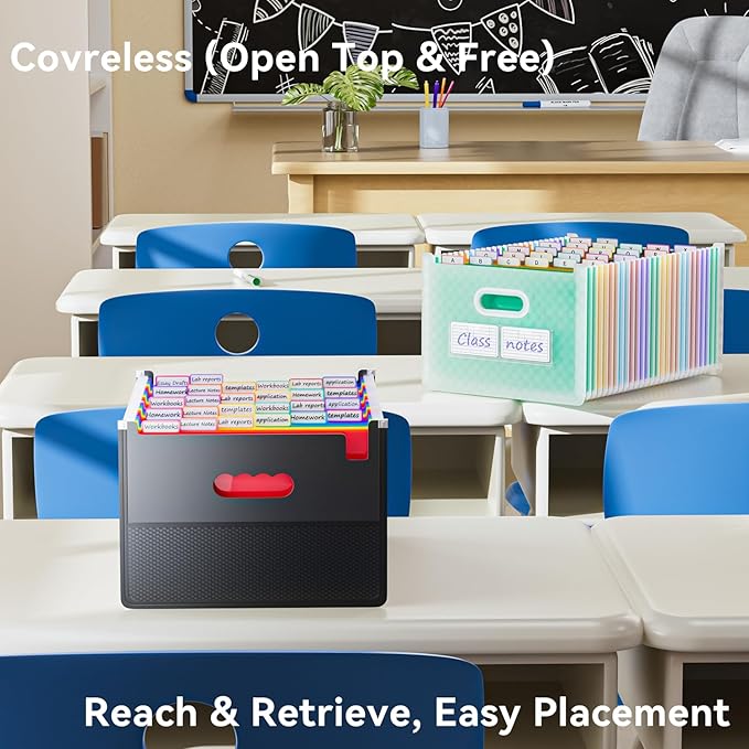 ThinkTex 26 Pockets Accordion File Organizer, Upright & Open Top, A-Z Colorful Tabs, Larger Capacity Expanding File Folder, Letter/A4 Size for School, Home and Office - Green
