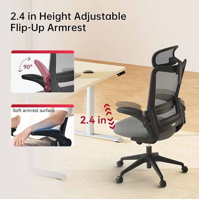 C6 Ergonomic Office Chairs with Adjustable Lumbar,Computer Desk Chair, Home Office Chair with Heardrest, Comfortable Study Chair with Armrest