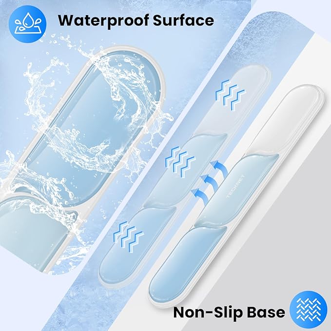 TECKNET Clear Gel Wrist Rest for Computer Keyboard, Ergonomic Gel Keyboard Wrist Rest Set for Typing Pain Relief, Comfortable Silicone Wrist Support Pad for Office/Computer/Laptop/Gaming, Blue