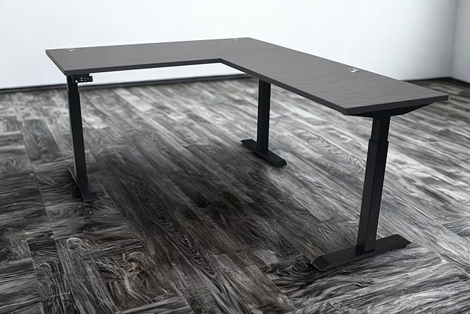 Lift It, Electric Sit Stand Adjustable Height 72"x24" I 48"x24" L-Shape Office Desk for Office or Home, Dual Motor, 4 Memory Digital Control with USB Charging, Charcoal Pattern Top and Black Frame