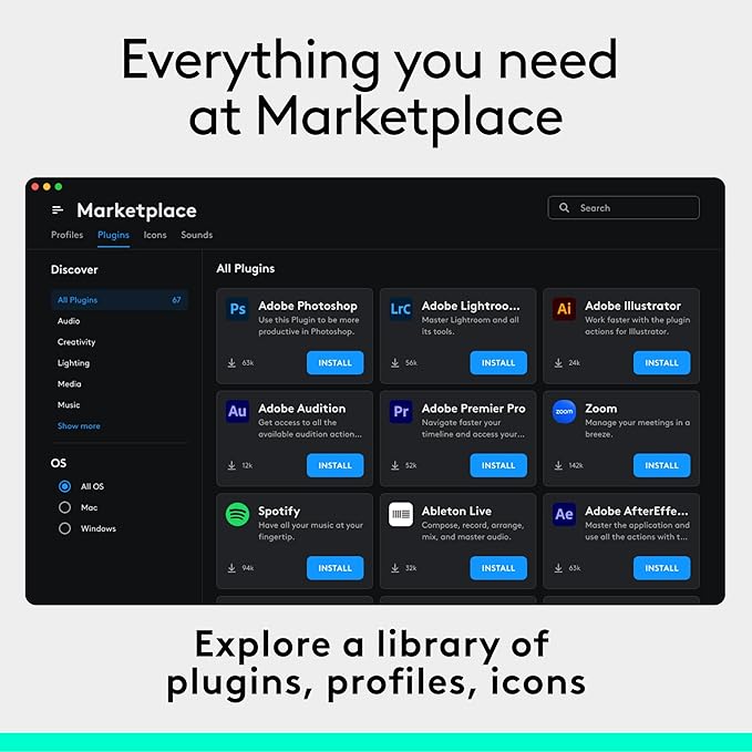 Logitech MX Creative Console, 9 Customizable LCD Keys, Stream Deck Accessories, Control Dial for Graphic Design, Adobe, Zoom, Spotify - Graphite, 3-Month Adobe Creative Cloud Membership
