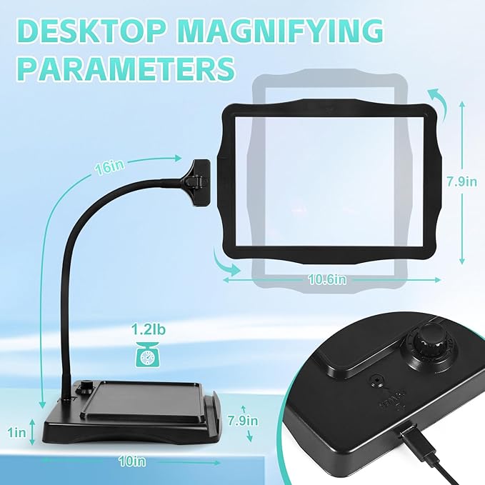 Magnifying Glass with Light and Stand 50 Ultra-Bright LEDs Large Magnifying Lamp with Light Magnifying Glass on Stand Hand-Free with 360° Flexible Gooseneck for Close Work Reading Repair Crafts