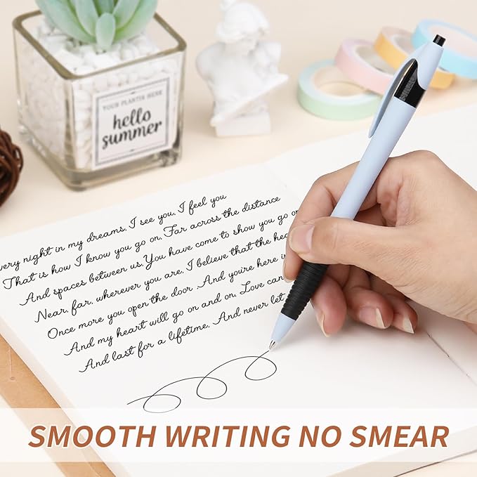 Pens Bulk, 60Pack Morandi Gripped Slimster Bulk Ballpoint Smooth Writing No Smear, Black Ink 1.0mm, Wholesale Click Retractable Server Pens, School Office Supplies