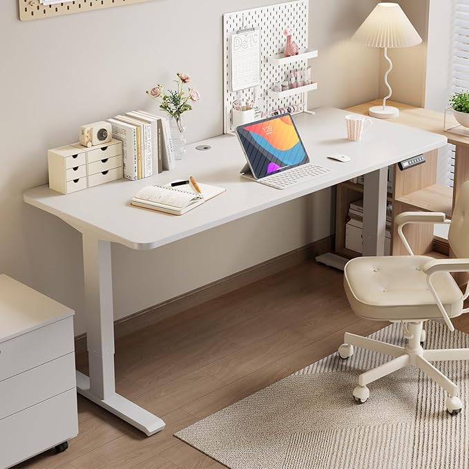Standing Desk Frame Electric Adjustable Legs, Stand up Desk Frame Workstation Desk Base, Adjustable Standing Desk Legs, 3 Memory Height Settings, with Cable Management Tray, Headphone Hook