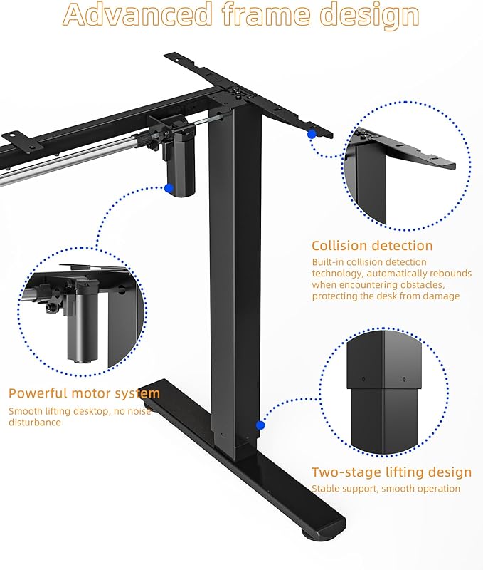 YIHAYO Standing Desk Frame, DIY Workstation, Frame Only, Adjustable Desk with Memory Smart Pannel, Sit Stand Desk for Home Office (Black)
