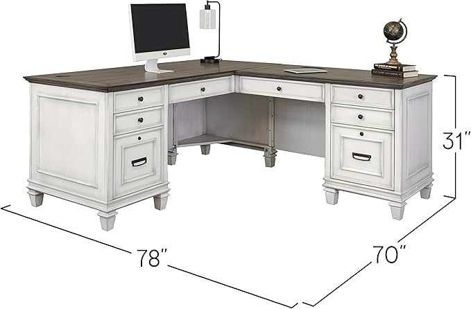 Martin Furniture Pedestal Desk, White