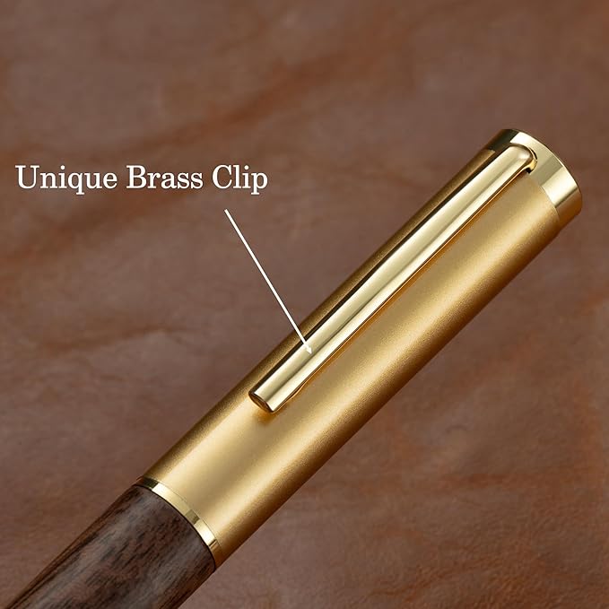 Luxury Wooden and Metal Rollerball Pen Set with Spare Gel Ink Refill,Rosewood,White Oak,Walnut Wood Signature Roller Ball Pen,Business Gift Set for Men and Women (Rosewood)
