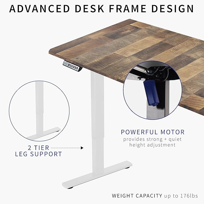VIVO Electric 71 x 36 in Standing Desk, Memory Height Adjustment, 1B Series, Reclaimed Wood Top White Frame, DESK-KIT-1W7P-36