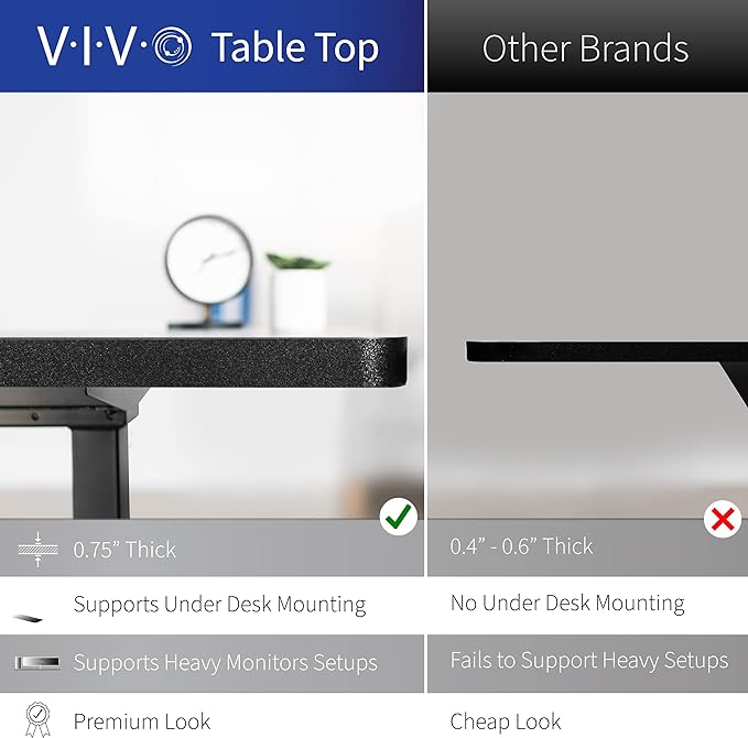 VIVO Electric 63 x 32 in Standing Desk, Memory Height Adjustment, 1B Series, Dark Walnut Top Black Frame, DESK-KIT-1B1D